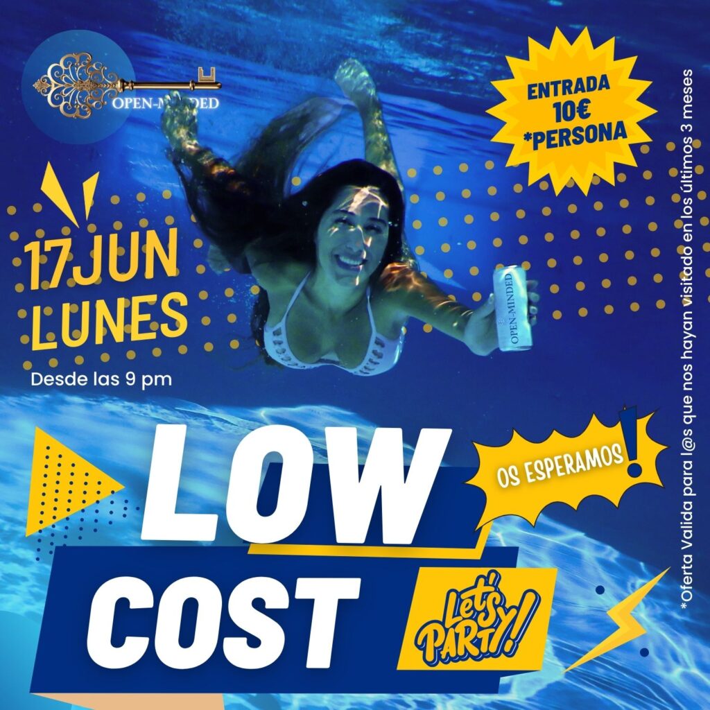 Cartel Lunes Low Cost en Open-Minded Valencia el 17 de junio