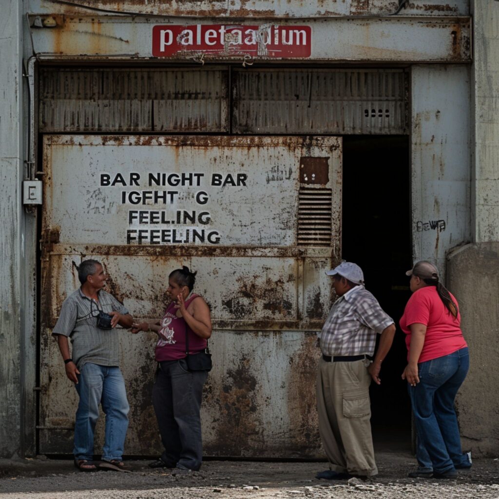 Entrada de un local nocturno deteriorado, representando la decadencia de ciertos espacios que se disfrazan de clubes liberales o swingers.