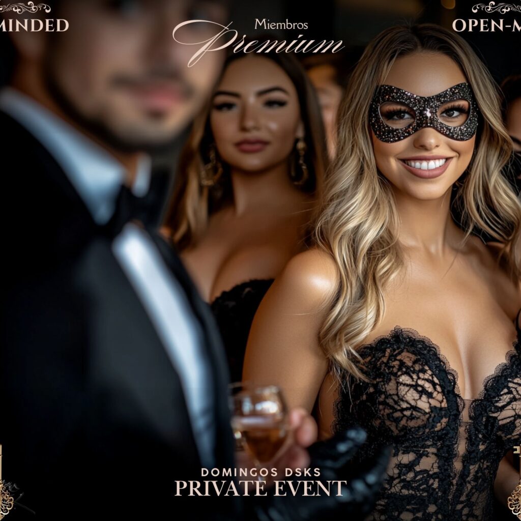 Domingos PRIVADOS 3 A seductive scene showing a woman wearing multiple key necklaces, representing different levels of access at Open-Minded